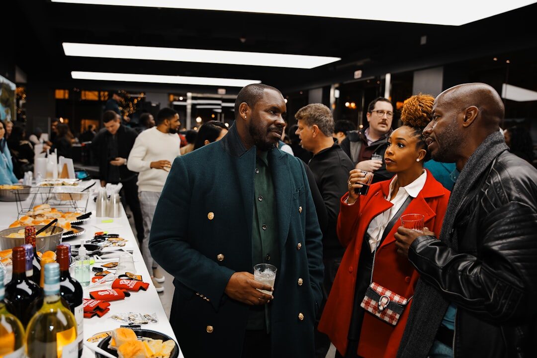 media professionals networking at event