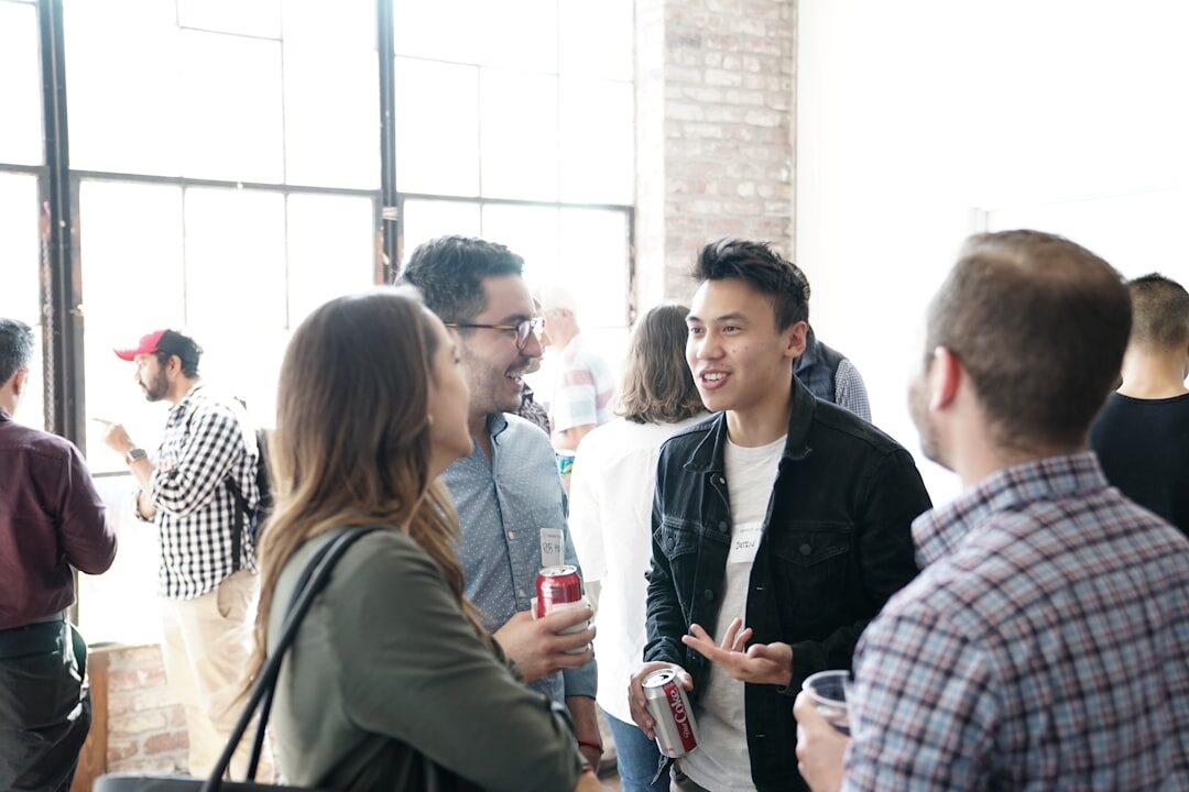 media professionals networking at event